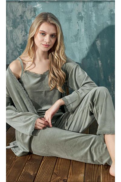 cotonhause Γυναικείο Σετ Πιτζάμα 3 τεμαχίων Velvet Green C1T3N402-1