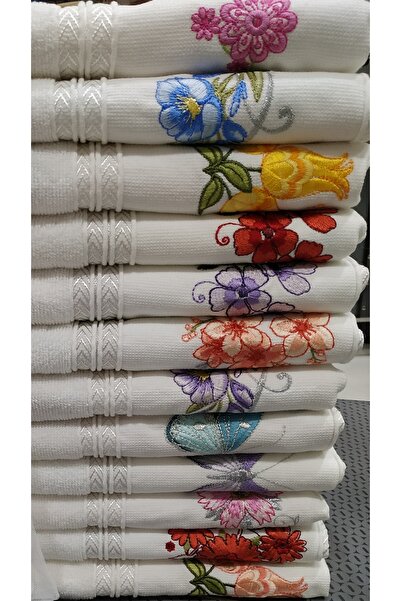 Özdilek  12 Шматків Ceyizlik вишитий рушник для рук та обличчя 50x90 см білий 2 шт Кухонний рушник подарунок