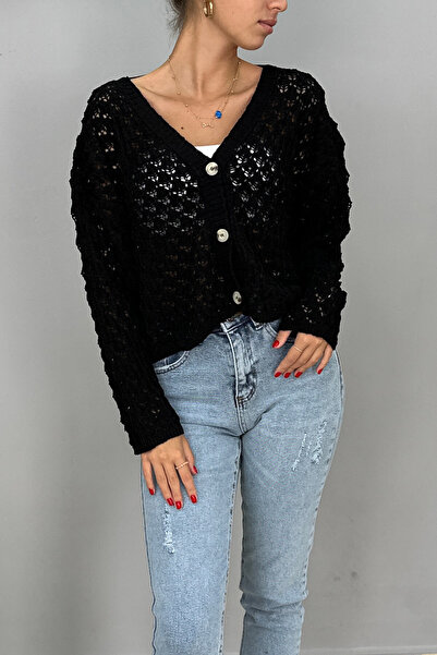 Tam Moda Cardigan de damă, cu model în relief, cu patru nasturi