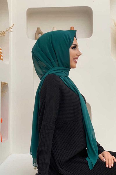 Bym Fashion 2019 Σιφόν Σάλι Σμαράγδι