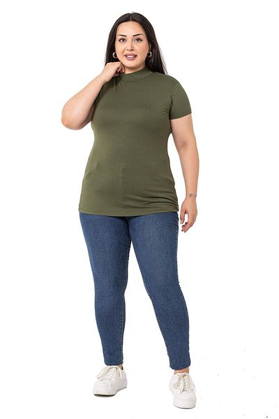 DISENTIS MODEST Μεγάλου μεγέθους Μισό Fisherman Κοντομάνικο Viscose Khaki Σώμα