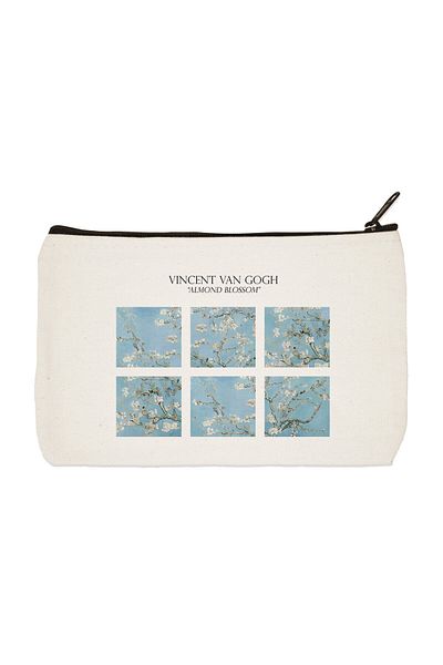 designedfy Clutch Van Gogh Almond Blossom 2 τυπωμένη υφασμάτινη τσάντα μακιγιάζ, θήκη για στυλό, τσάντα συμπλέκτη