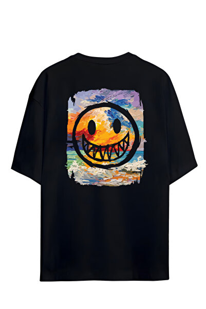 Adrift تي شيرت للجنسين بتصميم باستيل إيموجي كبير الحجم