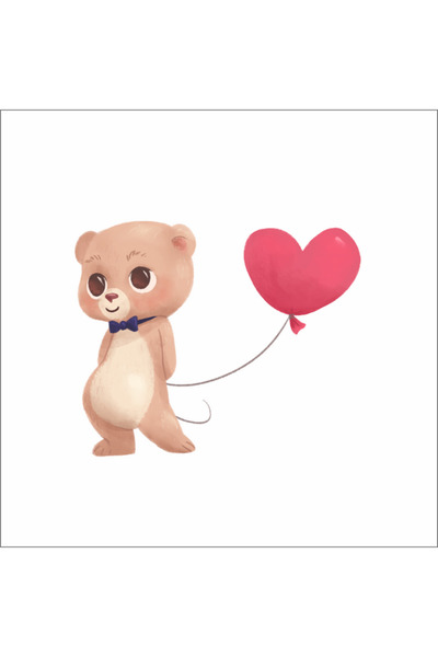 Reysa Tasarım Heart Teddy Bear Kids Room Stikcer Wall Sticker 30x20 CM