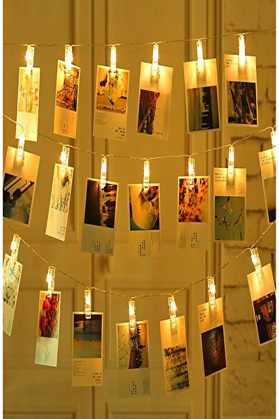 Xnews 20'li LED Işıklı Dekoratif Fotoğraf Askılığı Mandalları, 3 m