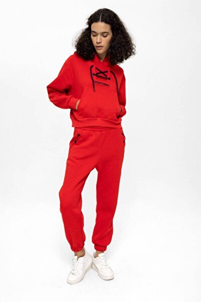 DAVID&GERENZO Kırmızı Bağcık Yaka Detay Eşofman Takımı