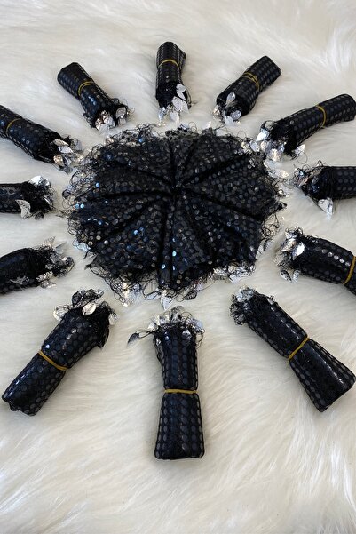 ZEYMERADE Black Halay Handkerchief, Bridal Handkerchief, Sequined Halay Handk...