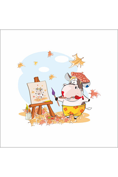 Reysa Tasarım ملصق حائط بقرة رسم الخريف مقاس 30 × 20 سم