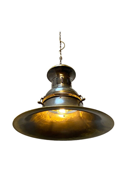 FLAŞ SPOT Gemici Ham Pirinç Büyük Çan Camlı Sarkıt E27