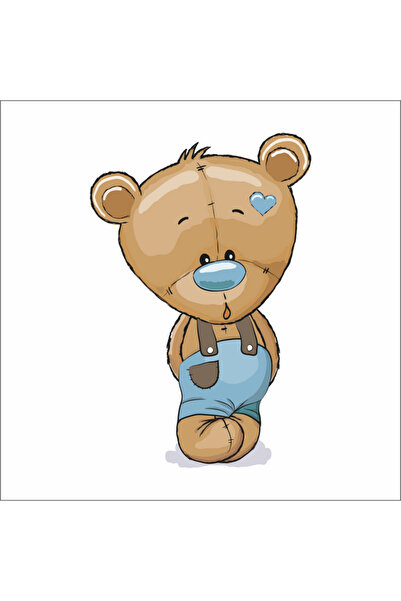 Reysa Tasarım ملصق جداري على شكل دمية دب باللون الأزرق مقاس 30x20 سم