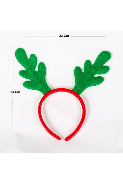 Herdekora Christmas Ornament, Crown, with Deer Horn Figure, Green-Red - 23X24 cm
