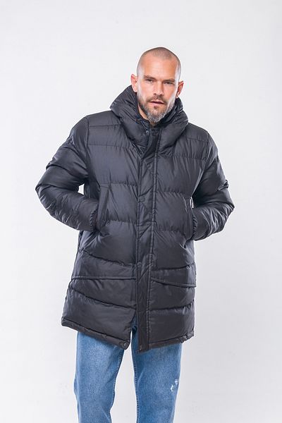 Kevin K236 Men's Black Hooded Coat