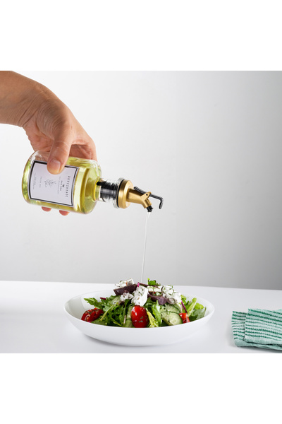 KHAKMA Transparent 2-pack 250 ml Olive Oil Sauce Bowl Oil Pot Oil Bowl with Wooden Stand Black Whitegold2litransparent