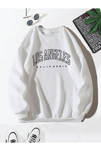 Adrift Hanorac cu imprimeu litere și dungi alb