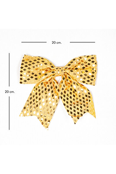 Herdekora Ornament de Crăciun cu fundă strălucitoare cu paiete, auriu, 20x20 cm.