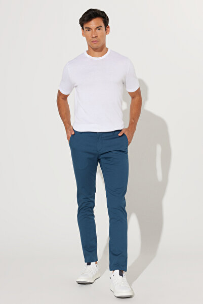 ALTINYILDIZ CLASSICS Pánské Indigo Slim Fit Slim Fit Bavlněné Flexibilní pohodlné kalhoty Dobby