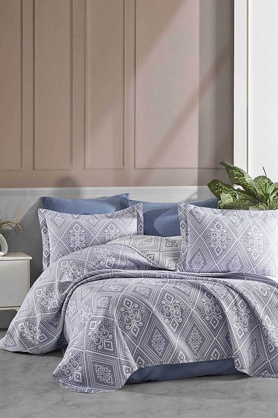 Elart Set cuvertură de pat Single Bumbac Crinkle Boemia Blue