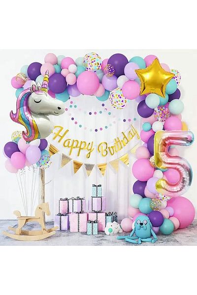 DÜVENCİ TİCARET UNICORN LUXURY MACORON COLORS BALLOON CHAIN SET