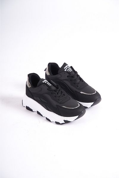 Moda Değirmeni Pantofort de damă alb-negru BG1172-101-0003