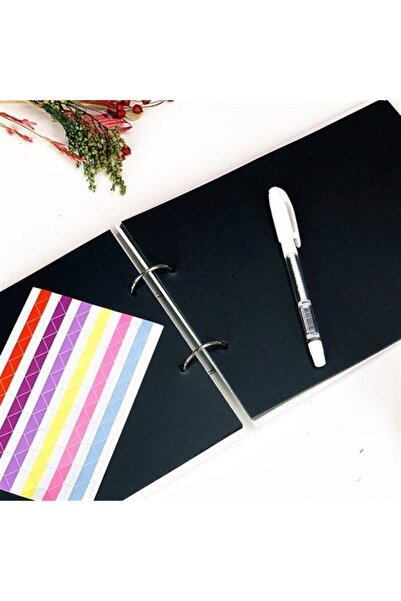 Işıl Işıl Clapperboard Cover Black Leaf 20 Sheets Photo Album Memory Book White Pen And Colorful Sticker