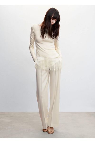 MANGO Woman Skirt Tasseled Sweater