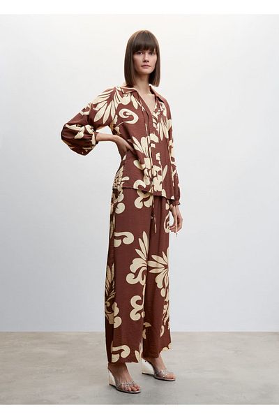 MANGO Woman Μπλούζα με γραβάτα με λεπτομερή σχέδια
