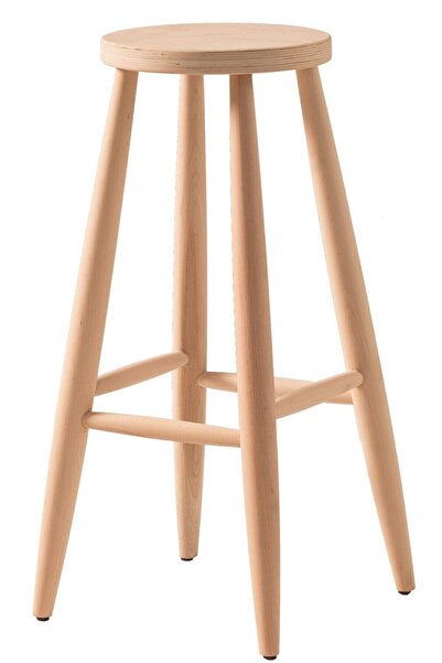 Geppetto Home Kozmatik Dükkan Ahşap Yuvarlak Bar Tabure Sandalye