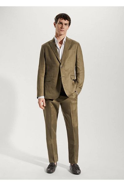 MANGO Man Μπουφάν Blazer από 100% λινό ύφασμα