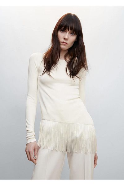 MANGO Woman Skirt Tasseled Sweater