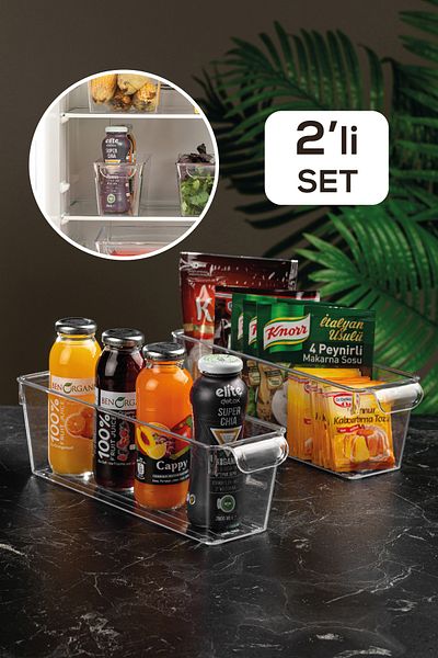 Meleni Home 2 részes hűtőszekrény rendszerező - átlátszó belső hűtőrendszer 10 x 32,5 x 10 cm
