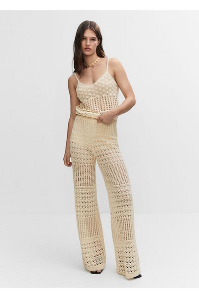 MANGO Woman Openwork Knitted Palazzo Trousers
