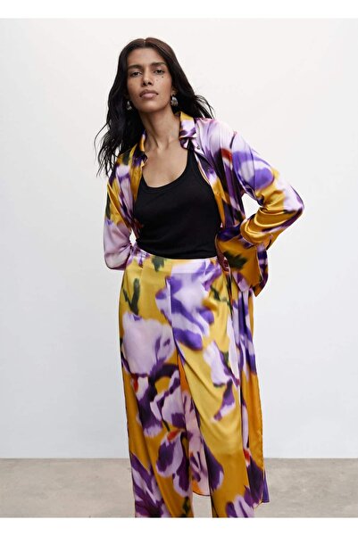 MANGO Woman Çiçekli Palazzo Pantolon
