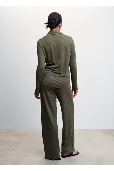 MANGO Woman Keten Wideleg Kadın Pantolon