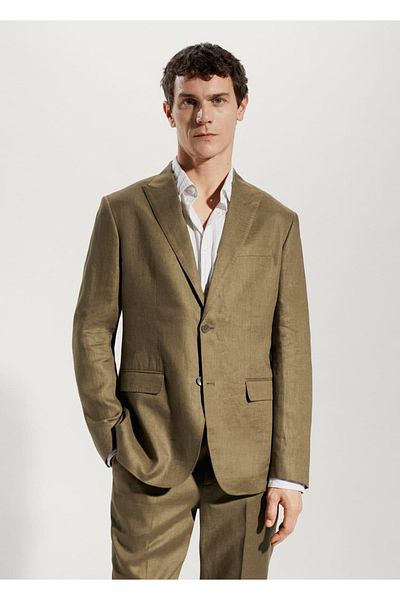 MANGO Man Μπουφάν Blazer από 100% λινό ύφασμα