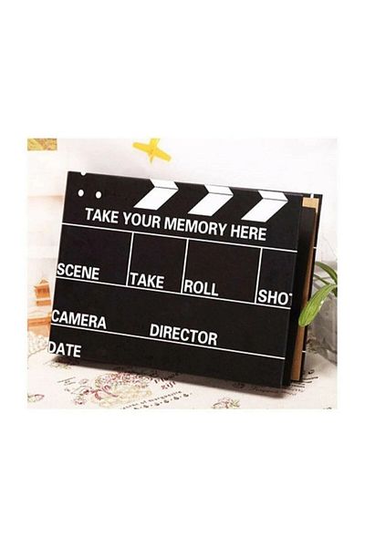 Işıl Işıl Κάλυμμα Clapperboard Μαύρο φύλλο 20 φύλλων άλμπουμ φωτογραφιών Βιβλίο μνήμης Λευκό στυλό και έγχρωμο αυτοκόλλητο