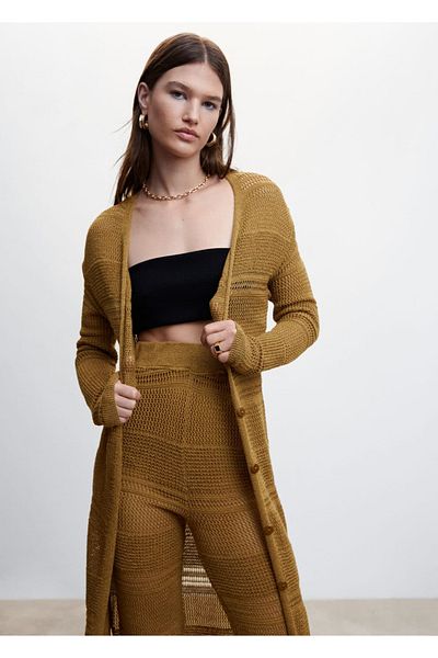 MANGO Woman Διάτρητο πλεκτό παντελόνι