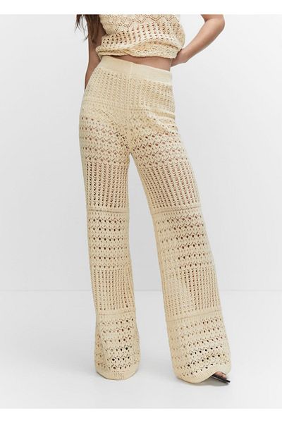 MANGO Woman Openwork Knitted Palazzo Trousers