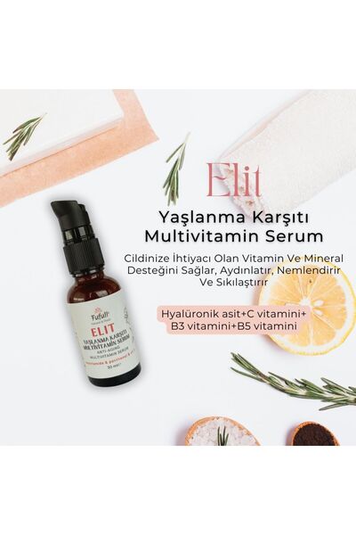 ELIT YAŞLANMA KARŞITI MULTİVİTAMİN SERUM (C Vitamini+ Niasinamid+ Pantenol+ Hyalüronik Asit) 30 ml