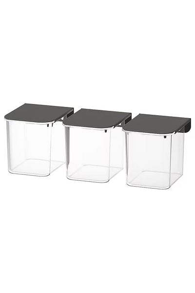IKEA Skadıs Set of 3 Multi-Purpose Panel Part with Cover Transparent Dark Gray Cover Box