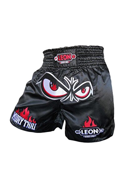 By Leon 1982 Leon No Fear Muay Thai ve Kick Boks Şortu Siyah BYL1001