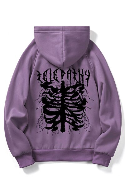 Adrift Hanorac cu glugă și șnur, cu imprimeu cu schelete, mâneci raglan, pent...