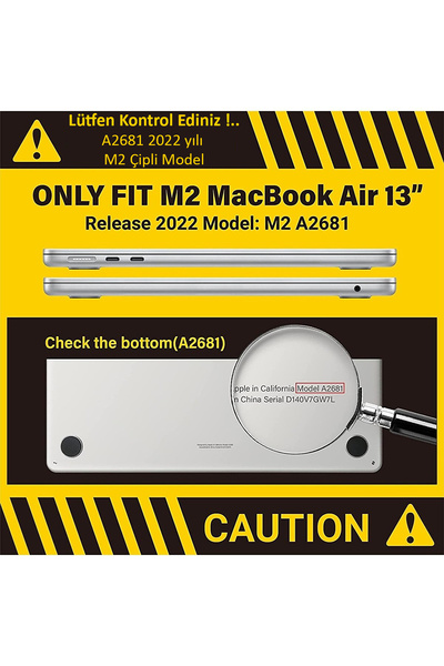 ZMOBILE Macbook Macbook Air M2 M3 M4 13.6" A2681 A3113 A3240 Simli Parlak Şeffaf Kılıf Kapak 360° Koruma