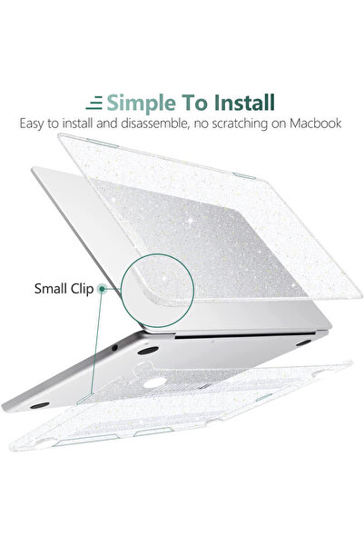 ZMOBILE Macbook Macbook Air M2 M3 M4 13.6" A2681 A3113 A3240 Simli Parlak Şeffaf Kılıf Kapak 360° Koruma