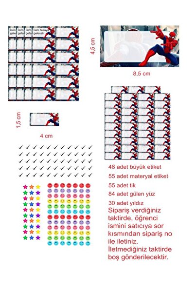 EyER Shoping Caiet de carte Spiderman Etichetă școlară 270 bucăți tăiate