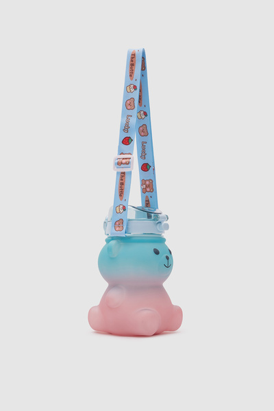 LEON LİFE 1300mL Children's Water Bottle with Teddy Bear Bpa Free School Water Bottle with Carrying Strap TURQUOISE