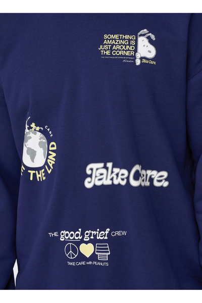 Only & Sons O Yaka Mavi Erkek Sweatshırt 22026422_ONSPEANUTS RLX CREW NECK S