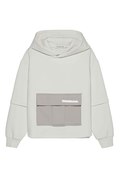 Calvin Klein Düz Erkek Çocuk Ekru Sweatshırt IB0IB01859YBI