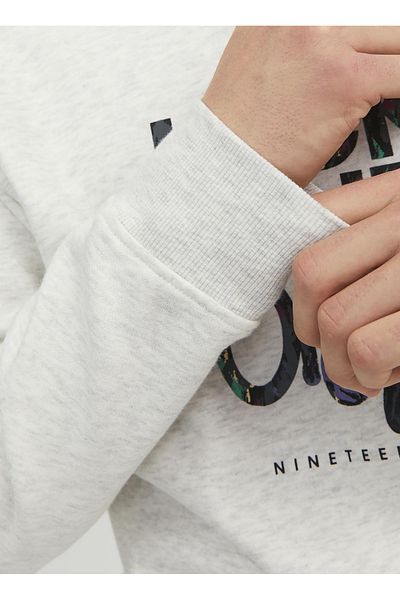 Jack & Jones Ανδρικό φούτερ Crew Neck ανοιχτό γκρι 12242366_JORSILVERLAKE SWEAT CREW N
