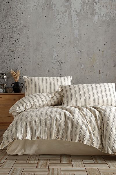 Macas Home Ares 100% βαμβακερό νήμα πλυμένο με βαφή Vintage Σετ Παπλωματοθήκη Μονό 160*220 Arstkt