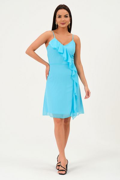 Shahiqa rochie din sifon cu bretele cu volane in fata